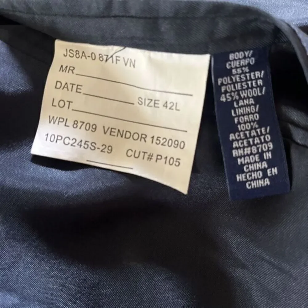 Vintage‎ EUC Stafford Navy Hopsack Blazer Sportcoat Gold Buttons Wool Blend 42 L